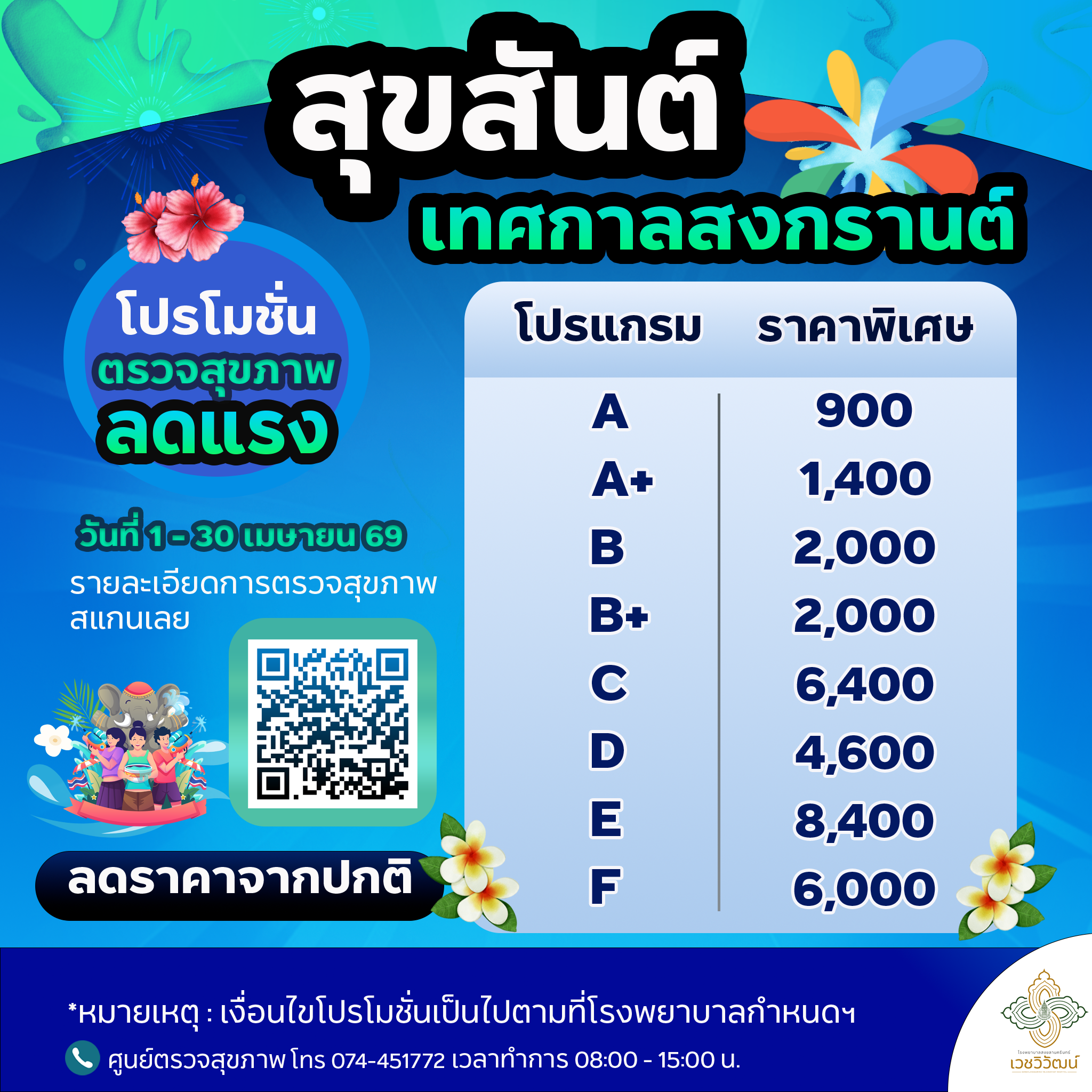 สุขสันต์เทศกาลสงกรานต์ โปรโมชั่นตรวจสุขภาพลดแรง